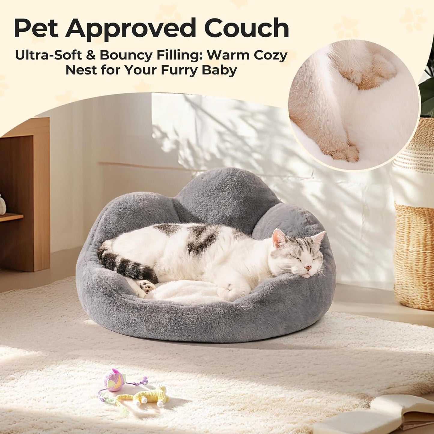 Fluffy Dog Bed Washable Cat Couch Bed