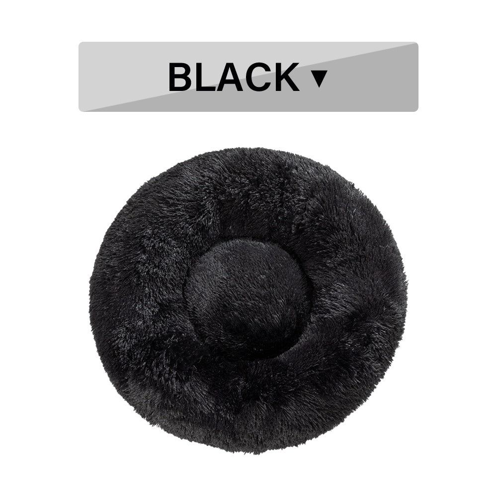 Fluffy Donut Dog Bed  Warm Soft Long Plush Pet Cushion