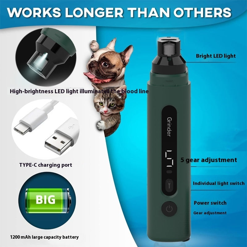 Dog Nail Grinder Electric Pet Nail Trimmers Rechargeable Nail Grinders Super Quiet