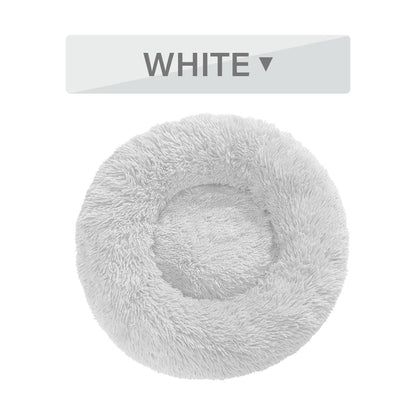 Fluffy Donut Dog Bed  Warm Soft Long Plush Pet Cushion