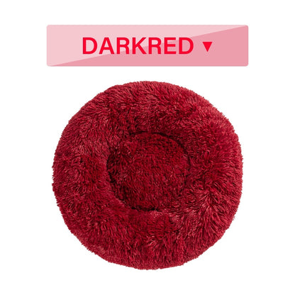 Fluffy Donut Dog Bed  Warm Soft Long Plush Pet Cushion
