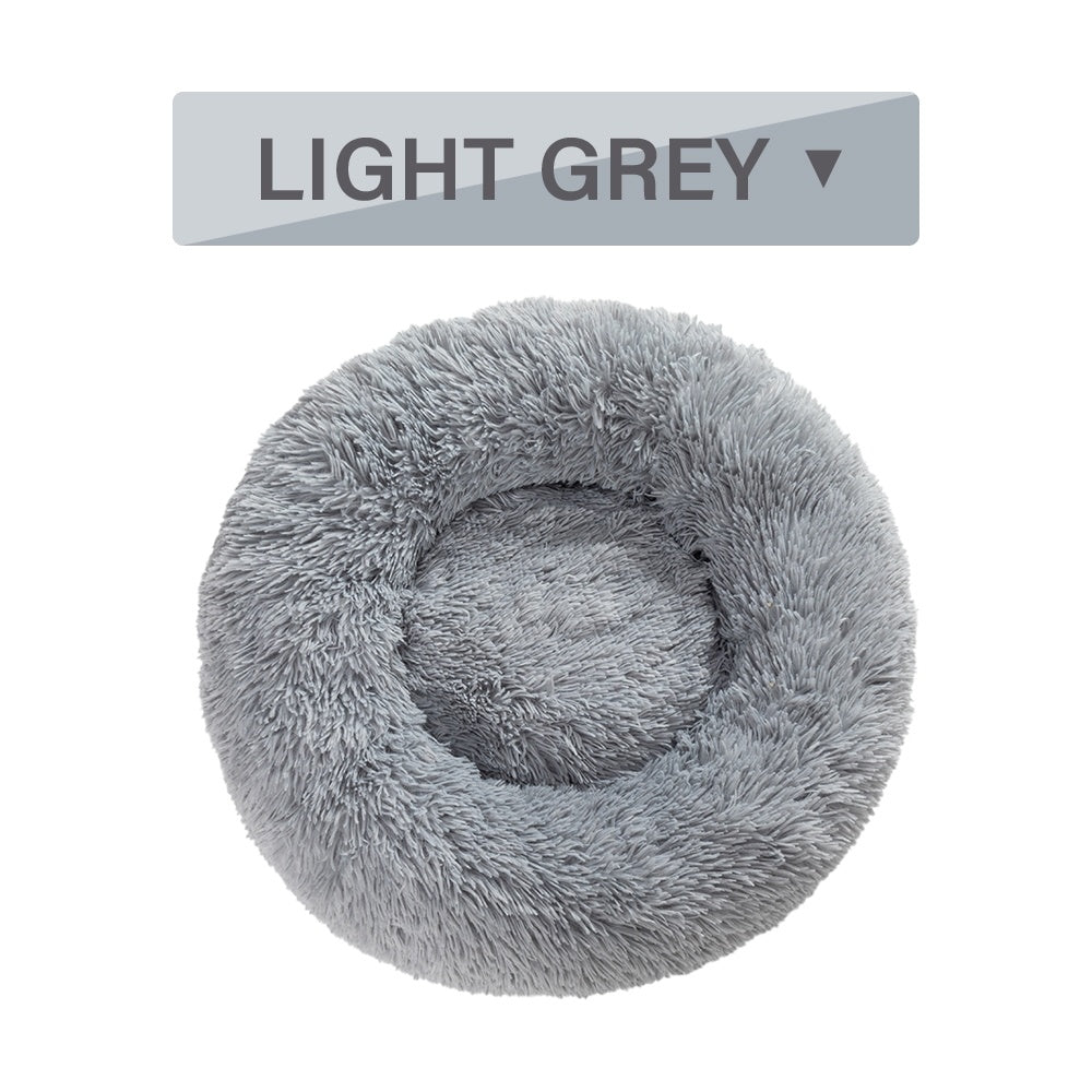 Fluffy Donut Dog Bed  Warm Soft Long Plush Pet Cushion
