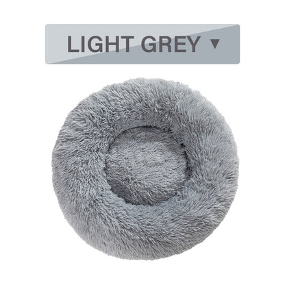 Fluffy Donut Dog Bed  Warm Soft Long Plush Pet Cushion