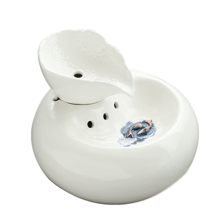 Ceramic Automatic Cat Leaf Water Dispenser