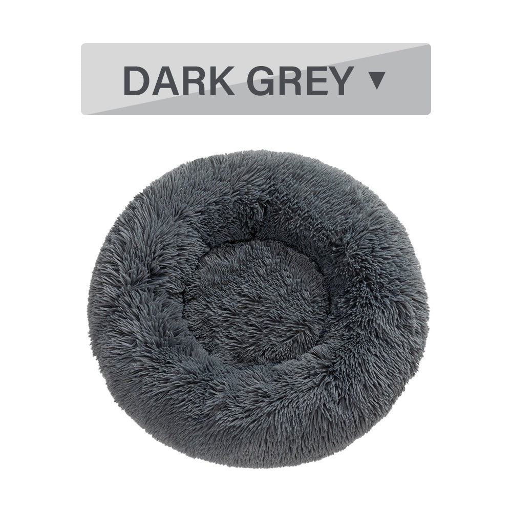 Fluffy Donut Dog Bed  Warm Soft Long Plush Pet Cushion