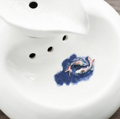 Ceramic Automatic Cat Leaf Water Dispenser
