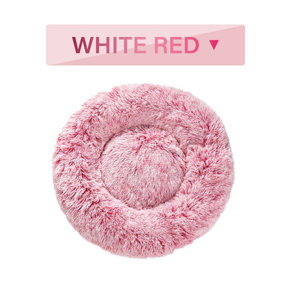 Fluffy Donut Dog Bed  Warm Soft Long Plush Pet Cushion